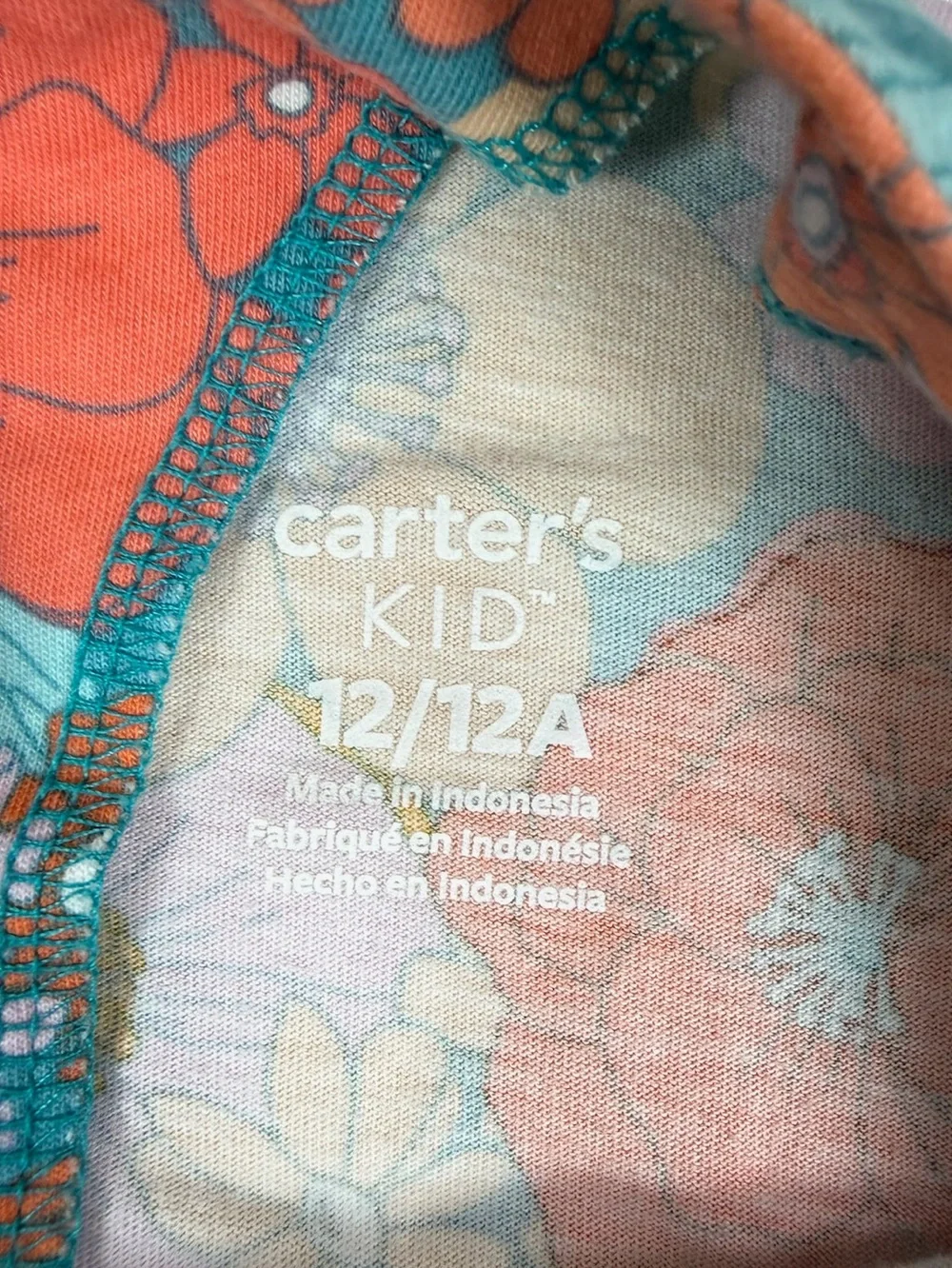 CARTER’S KID Girls Floral Dress Size 12/12A Boho Cotton Short Sleeve Spring